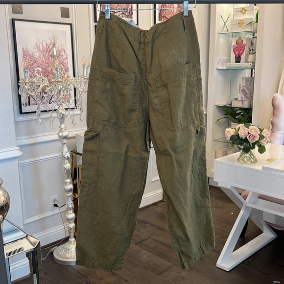 ZARA 100% LINEN CARGO OANTS SIZE S HIGH WAISTED - Picture 14 of 16